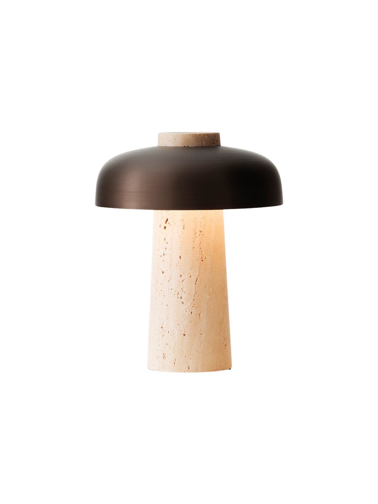 Portable Dimmer Table Lamp with Opal Diffuser – Geometric Design in Raw Stone and Bronze Aluminum, IP44 Rated for Indoor/Outdoor Use 7