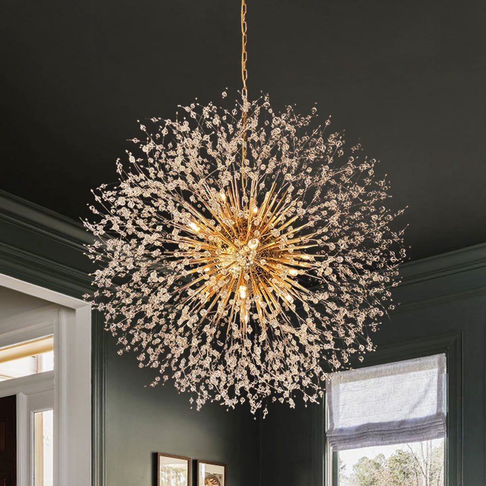 Oversized Sputnik Firework Chandelier – Brass Finish, Adjustable Chain, 20 G9 Bulbs, Modern Design for Living Room or Bedroom 2