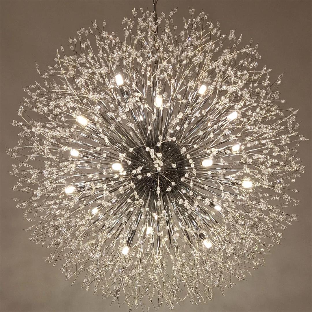 Oversized Sputnik Firework Chandelier – Brass Finish, Adjustable Chain, 20 G9 Bulbs, Modern Design for Living Room or Bedroom 4
