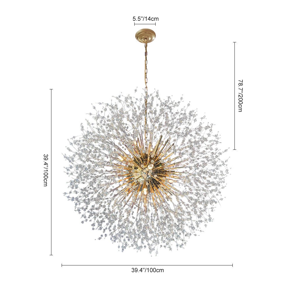 Oversized Sputnik Firework Chandelier – Brass Finish, Adjustable Chain, 20 G9 Bulbs, Modern Design for Living Room or Bedroom 5