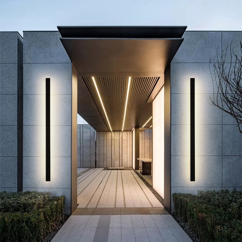Sleek Black LED Outdoor Wall Lamp with IP65 Rating for Garden and Corridor – Dimmable and Waterproof Lighting Solution 0