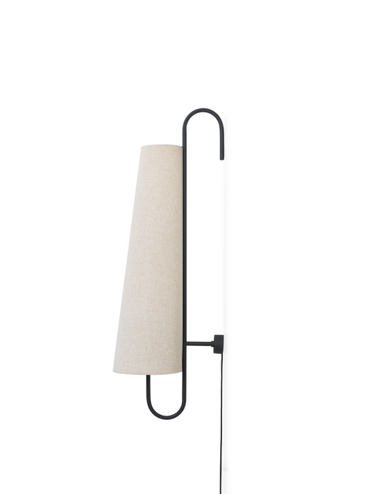 Vintage Wall Lamp with Textured Fabric Shade – Black and Natural Finish, Unique Design for Modern and Classic Interiors 1