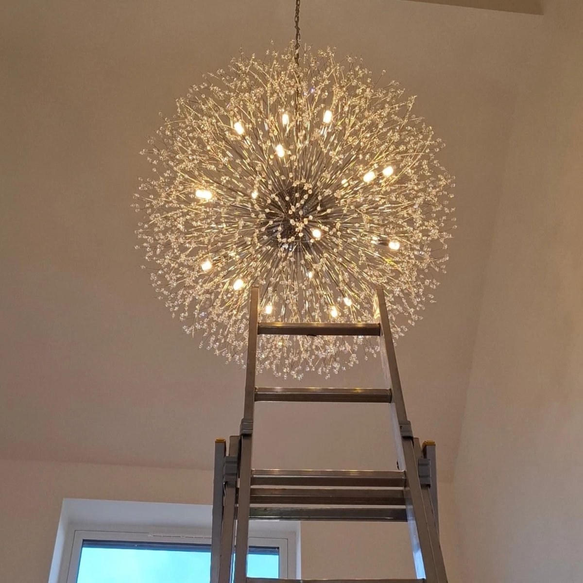 Oversized Sputnik Firework Chandelier – Brass Finish, Adjustable Chain, 20 G9 Bulbs, Modern Design for Living Room or Bedroom 6