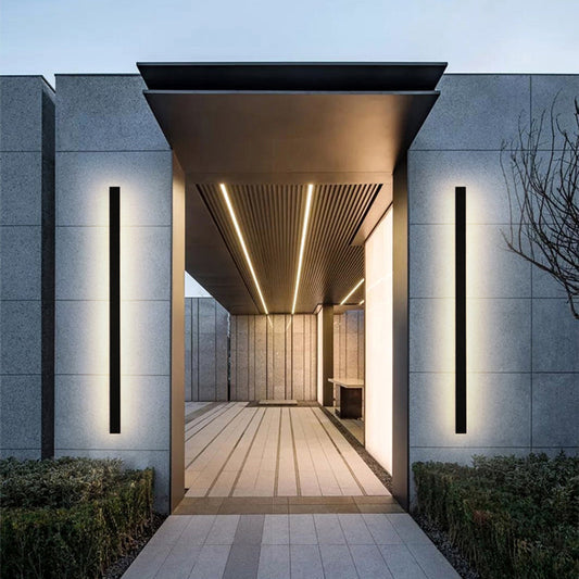 Sleek Black LED Outdoor Wall Lamp with IP65 Rating for Garden and Corridor – Dimmable and Waterproof Lighting Solution 0