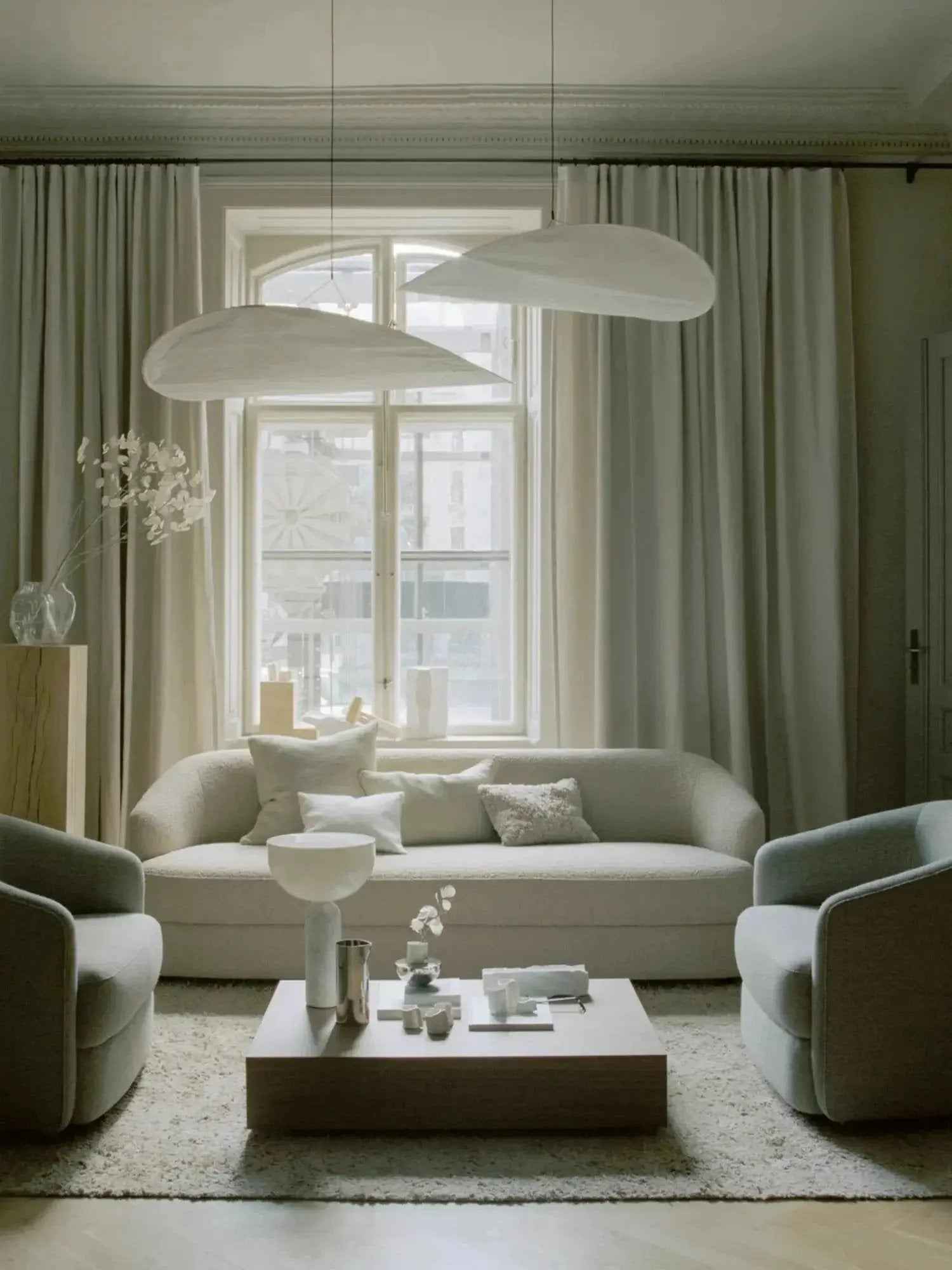 Spændt Pendellampe med Dæmpbar LED – Minimalistisk Design Ø 55, 70, 90, 120 cm, Genanvendelig Tyvek