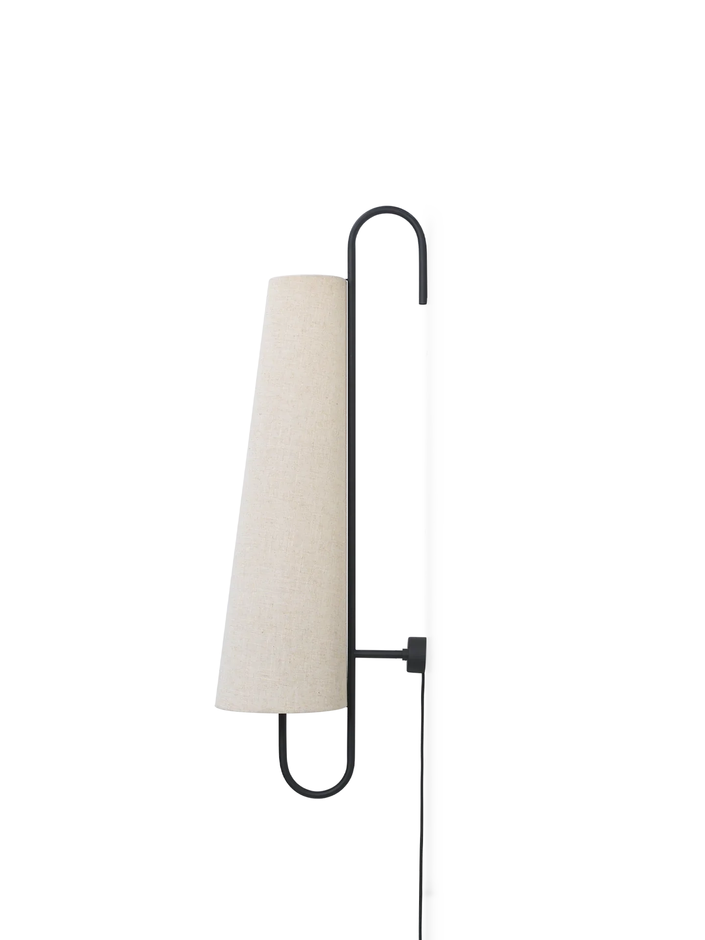 Væglampe med Vintage Design og Tekstilskærm i Sort og Naturlig Finish – Perfekt til Stuen - Dalzudo